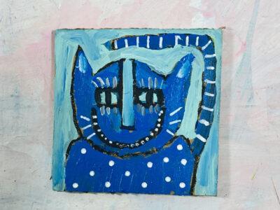 Katie Jeanne Wood - 4x4 Silly Cat Painting No 4