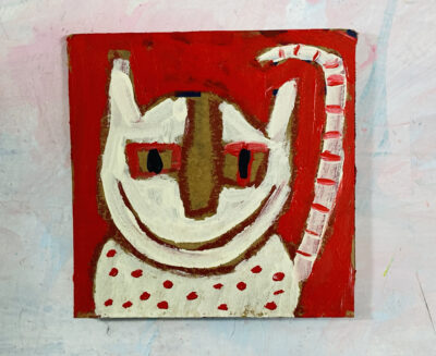 Katie Jeanne Wood - 4x4 Silly Cat Painting No 5