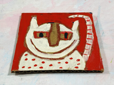 Katie Jeanne Wood - 4x4 Silly Cat Painting No 5