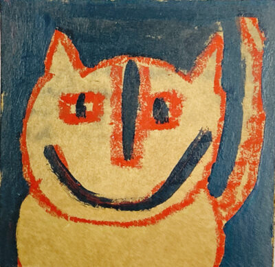 Katie Jeanne Wood - 4x4 Silly Cat Painting No 7