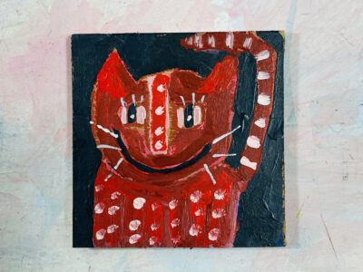 Katie Jeanne Wood - 4x4 Silly Cat Painting No 8