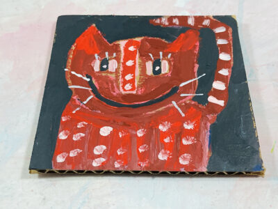 Katie Jeanne Wood - 4x4 Silly Cat Painting No 8