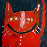 Katie Jeanne Wood - 4x4 Silly Cat Painting No 9