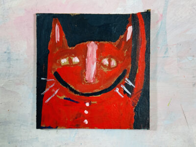 Katie Jeanne Wood - 4x4 Silly Cat Painting No 9