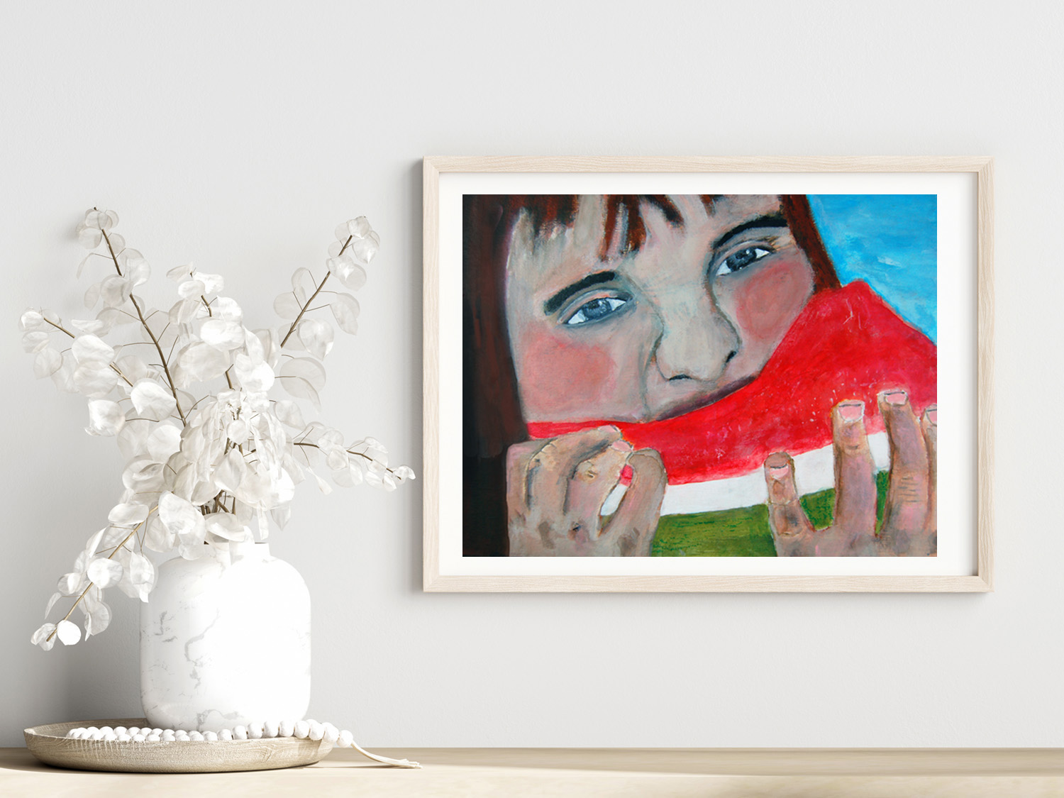 Katie Jeanne Wood - Girl Eating Watermelon Painting print