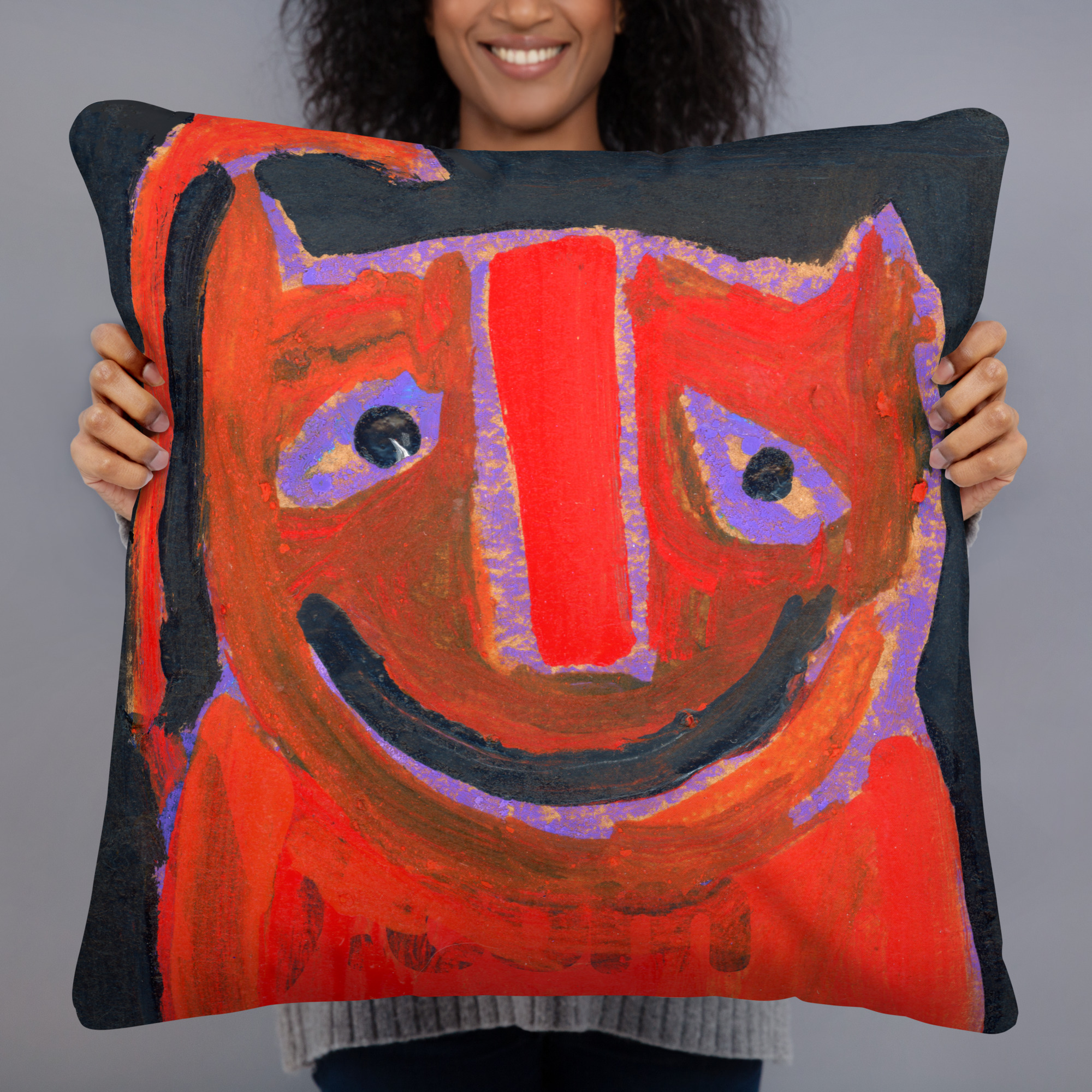 Katie Jeanne Wood - silly cat no 2 throw pillow