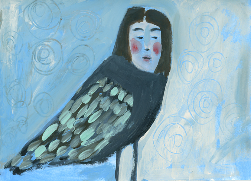 Katie Jeanne Wood - 9x12 Human Bird Series No 4