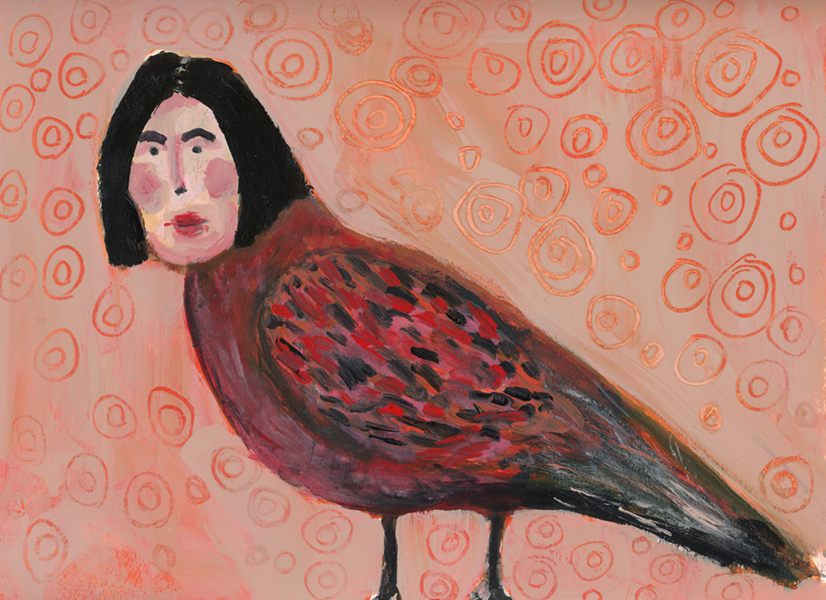 Katie Jeanne Wood - 9x12 Human Bird Series No 7