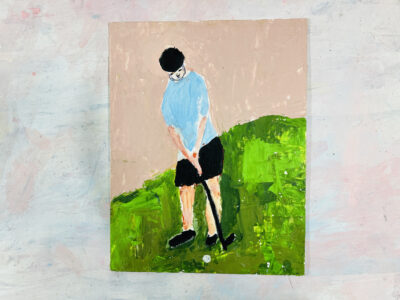 Katie Jeanne Wood - Putting On a Hilly Golf Course figure painting