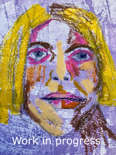 Katie Jeanne Wood - 9x12 Oil pastel portrait drawing - Don't Let Your Past Became Your Present