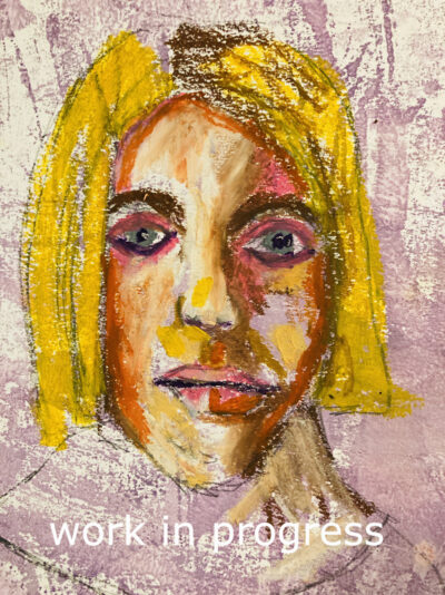 Katie Jeanne Wood - 9x12 Oil pastel portrait drawing - Don't Let Your Past Became Your Present