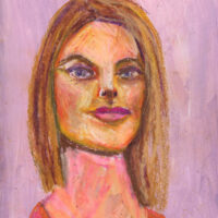 Katie Jeanne Wood - 9x12 Oil pastel portrait drawing Lemondrop Girl