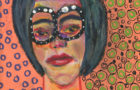 Katie Jeanne Wood - 9x12 Oil Pastel Portrait 80s Glam Girl Oil Pastel Drawing