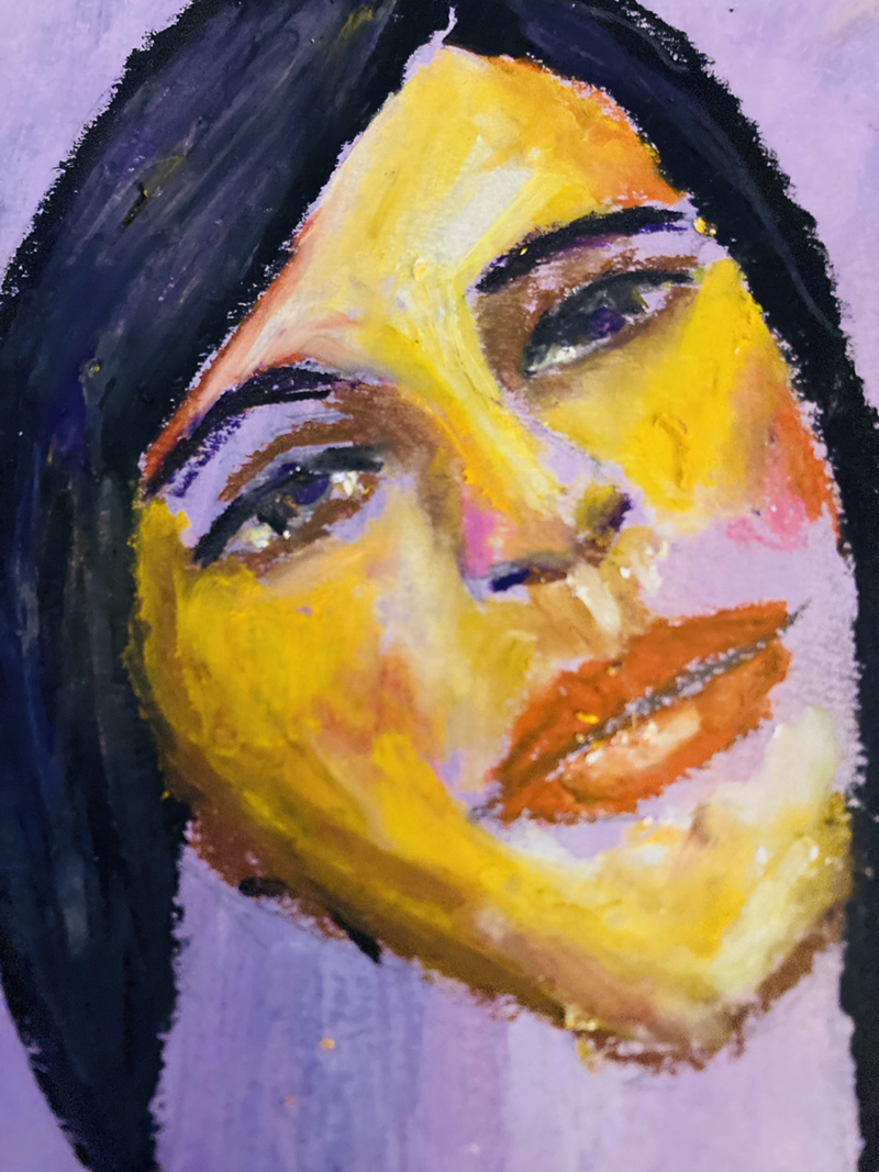 Katie Jeanne Wood - 9x12 Oil Pastel Portrait May 2022 Golden Daze 02