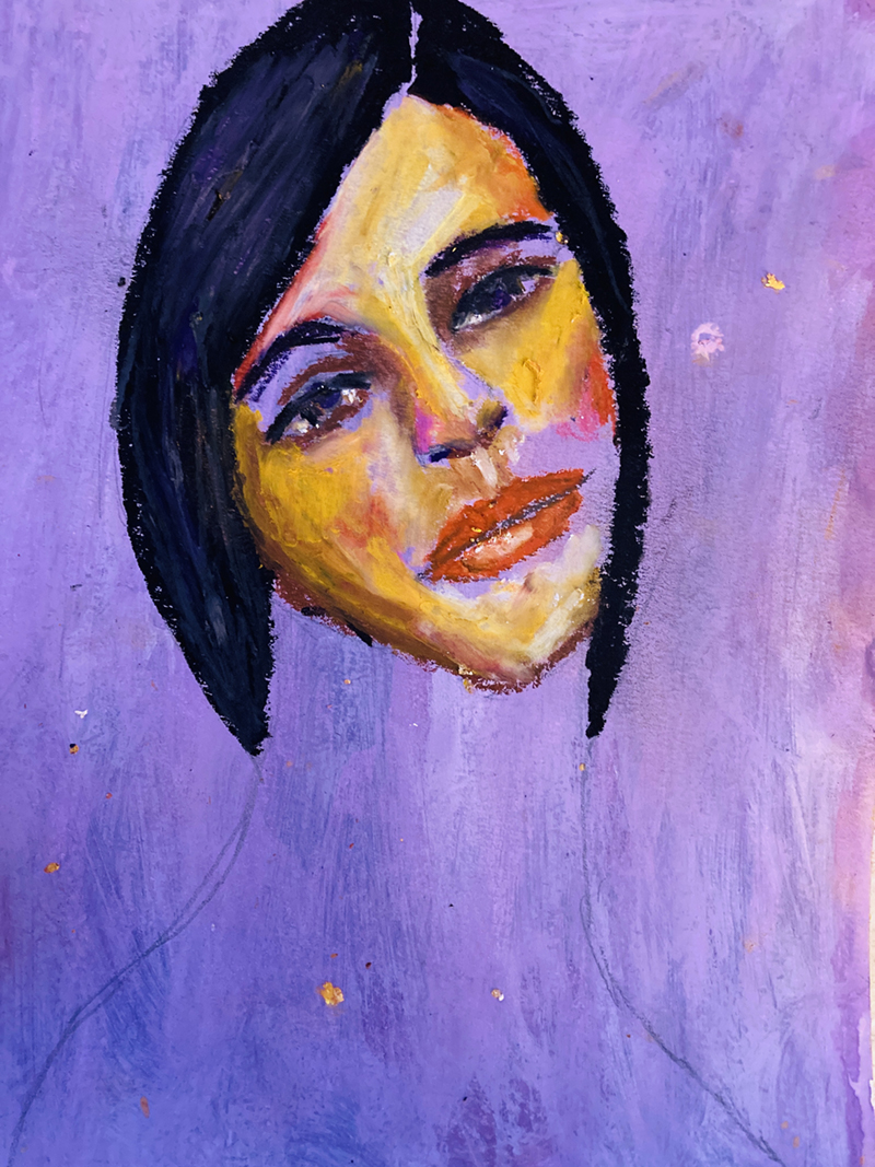 Katie Jeanne Wood - 9x12 Oil Pastel Portrait May 2022 Golden Daze 03