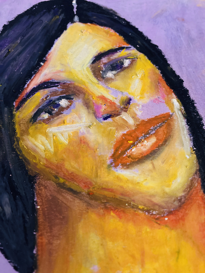 Katie Jeanne Wood - 9x12 Oil Pastel Portrait May 2022 Golden Daze 04
