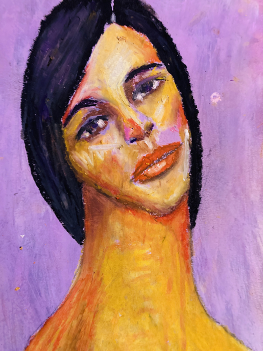 Katie Jeanne Wood - 9x12 Oil Pastel Portrait May 2022 Golden Daze 05
