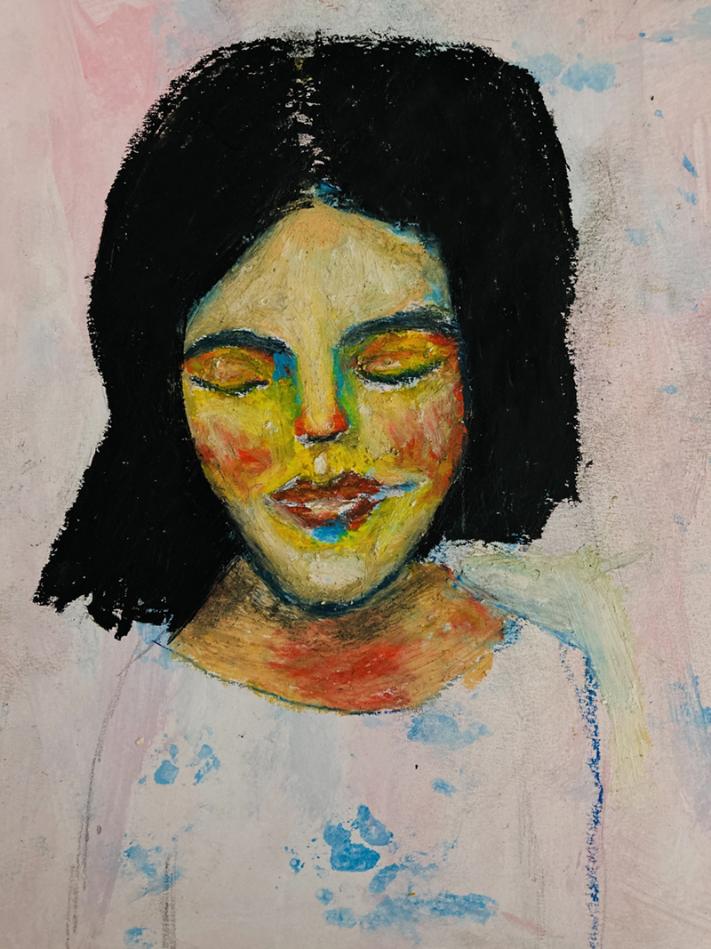 Katie Jeanne Wood - 9x12 Oil Pastel Portrait May 2022 No 09