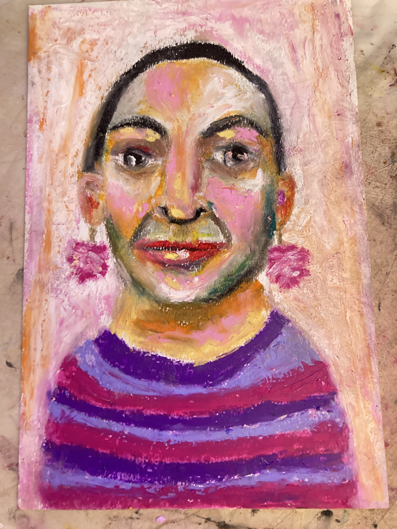 Katie Jeanne Wood - 9x6 Oil Pastel Portrait June 2022 No 4