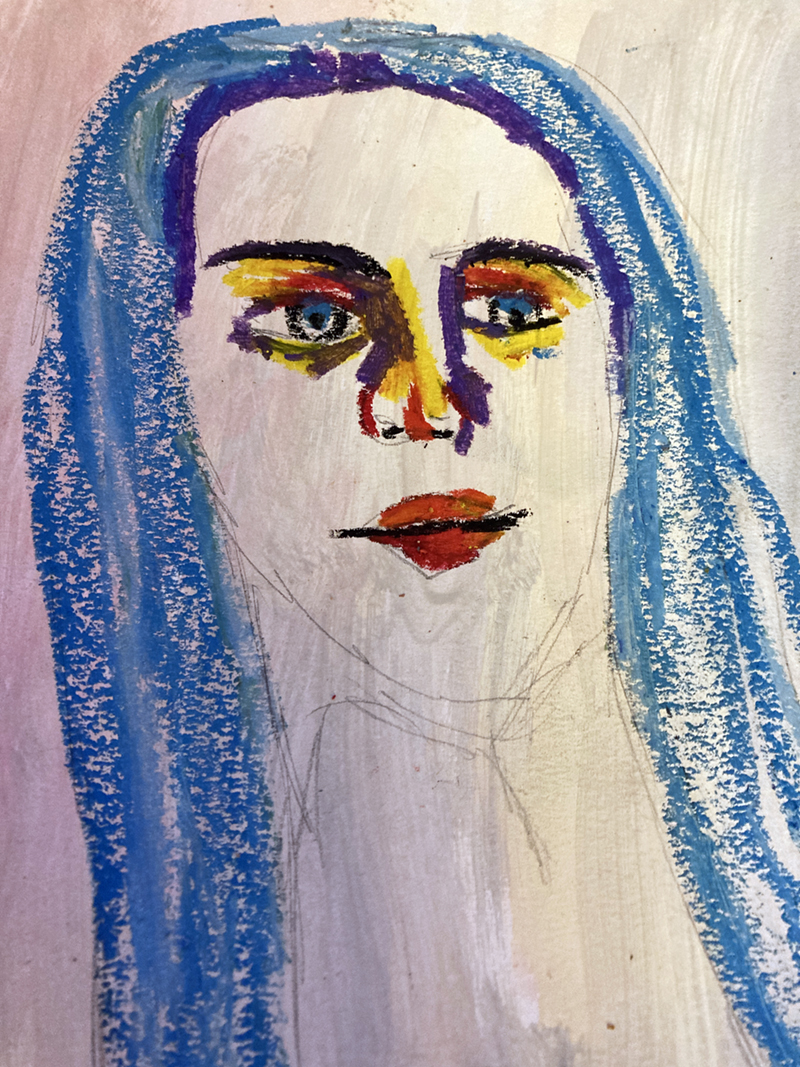 Katie Jeanne Wood - 9x6 Oil Pastel Portrait June 2022 No 6