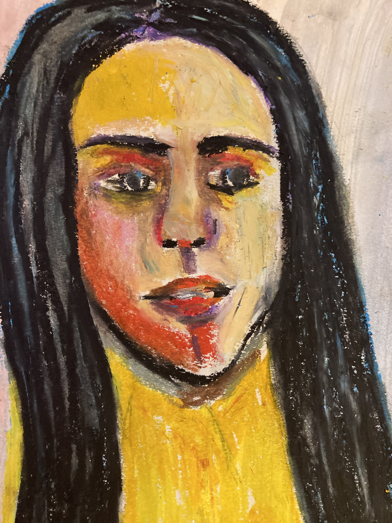 Katie Jeanne Wood - 9x6 Oil Pastel Portrait June 2022 No 6