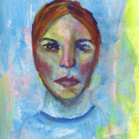 Katie Jeanne Wood - Oil pastel portrait drawing Slow Weekend