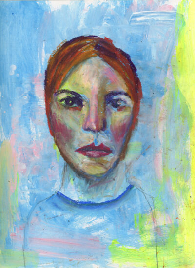 Katie Jeanne Wood - Oil pastel portrait drawing Slow Weekend
