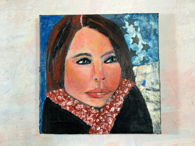 Katie Jeanne Wood - Winter Stars - acrylic mixed media portrait painting