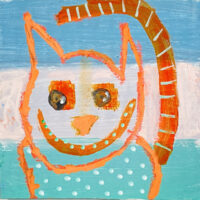 Katie Jeanne Wood - 4x4 Silly Cat Painting No 14
