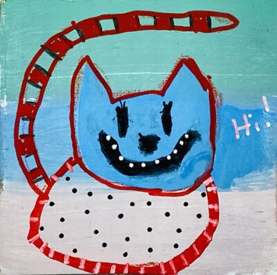 Katie Jeanne Wood - 4x4 Silly Cat Painting No 16
