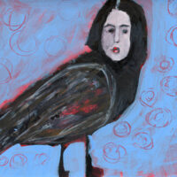 Katie Jeanne Wood - 9x12 Human Bird Series No 5 oil pastel portrait drawing