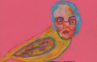 Katie Jeanne Wood - 9x12 Human Bird Series No 8 oil pastel portrait drawing