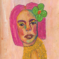 Katie Jeanne Wood - 9x12 They Call Her Pink Lemonade oil pastel portrait drawing