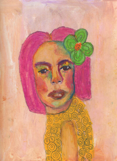 Katie Jeanne Wood - 9x12 They Call Her Pink Lemonade oil pastel portrait drawing