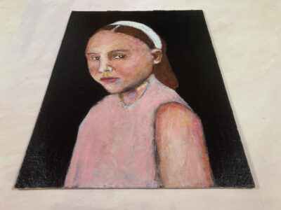 Alice - acrylic portrait painting of a little girl