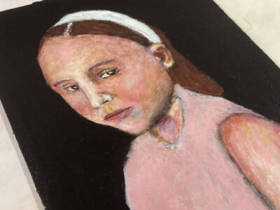 Alice - acrylic portrait painting of a little girl