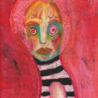 Katie Jeanne Wood - Dizzy Zombie Oil pastel portrait drawing