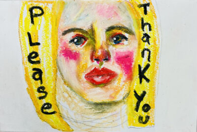 Katie Jeanne Wood - Good Manners oil pastel portrait drawing