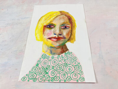 Katie Jeanne Wood - Her Favorite Sweater oil pastel portrait drawing