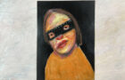 Katie Jeanne Wood - Masquerade mask Conte crayon portrait drawing