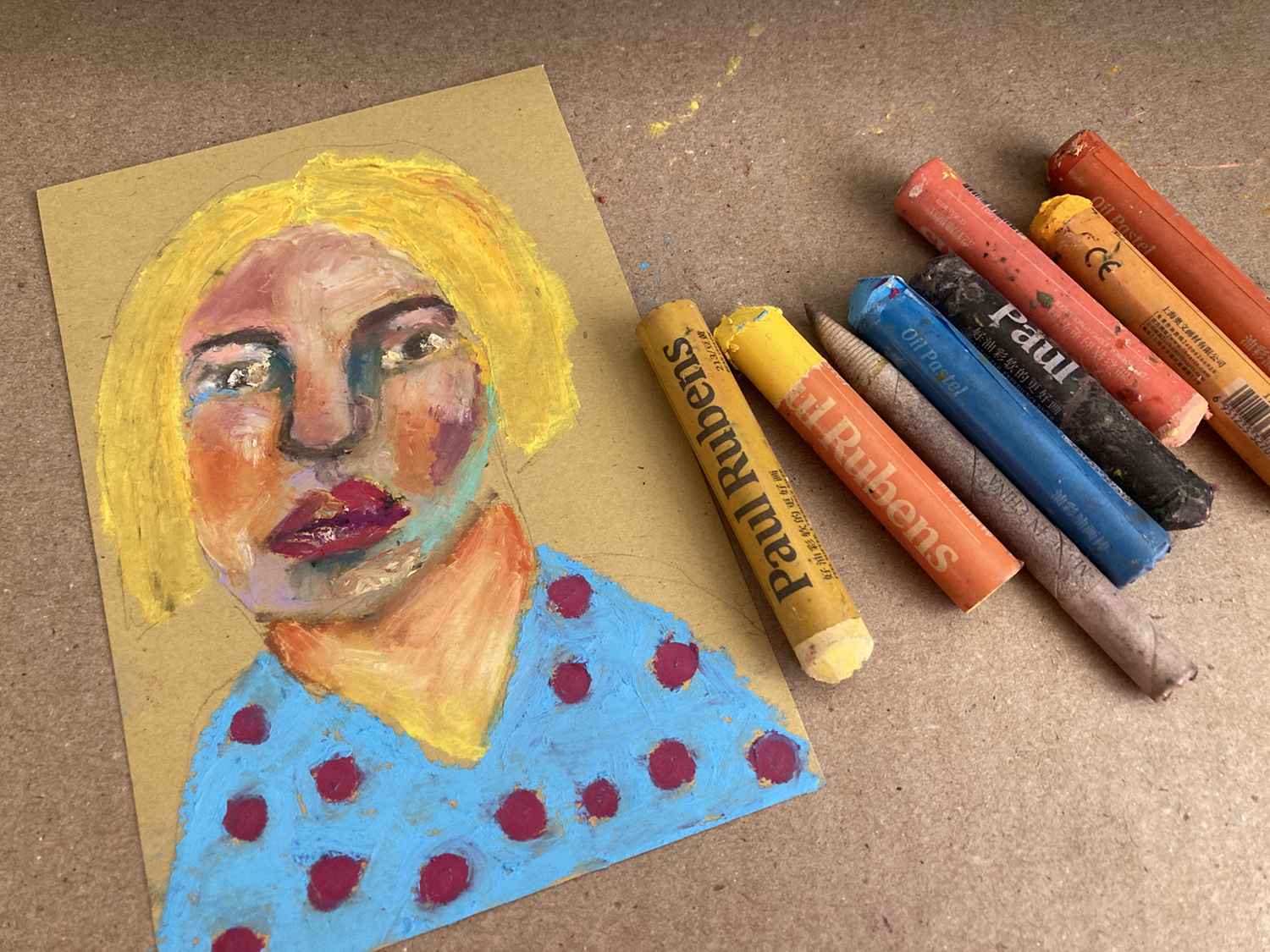 Oil Pastel Drawing : First impressions of Paul Rubens Oil Pastels