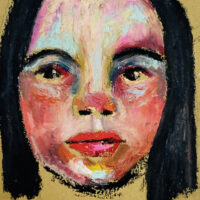 Katie Jeanne Wood - 4x6 Oil Pastel Painting Colorful Child