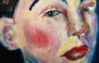 Katie Jeanne Wood - Art journal oil pastel portrait painting No 24