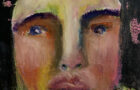 Katie Jeanne Wood - Art journal oil pastel portrait painting No 4