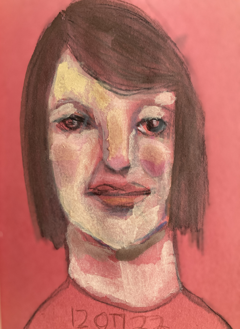 Katie Jeanne Wood - Art journal watercolor portrait painting No 01