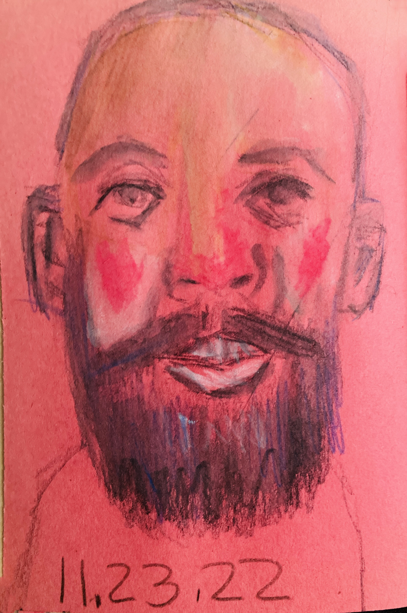 Art journal drawing of a man
