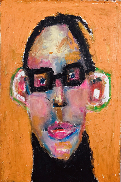 Oil pastel drawing of a man with big ears