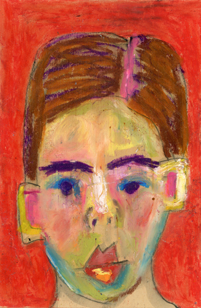 Oil pastel painting of a boy by Katie Jeanne Wood