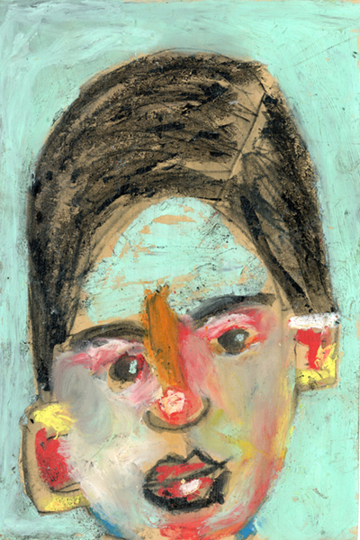 Oil pastel painting of a boy by Katie Jeanne Wood