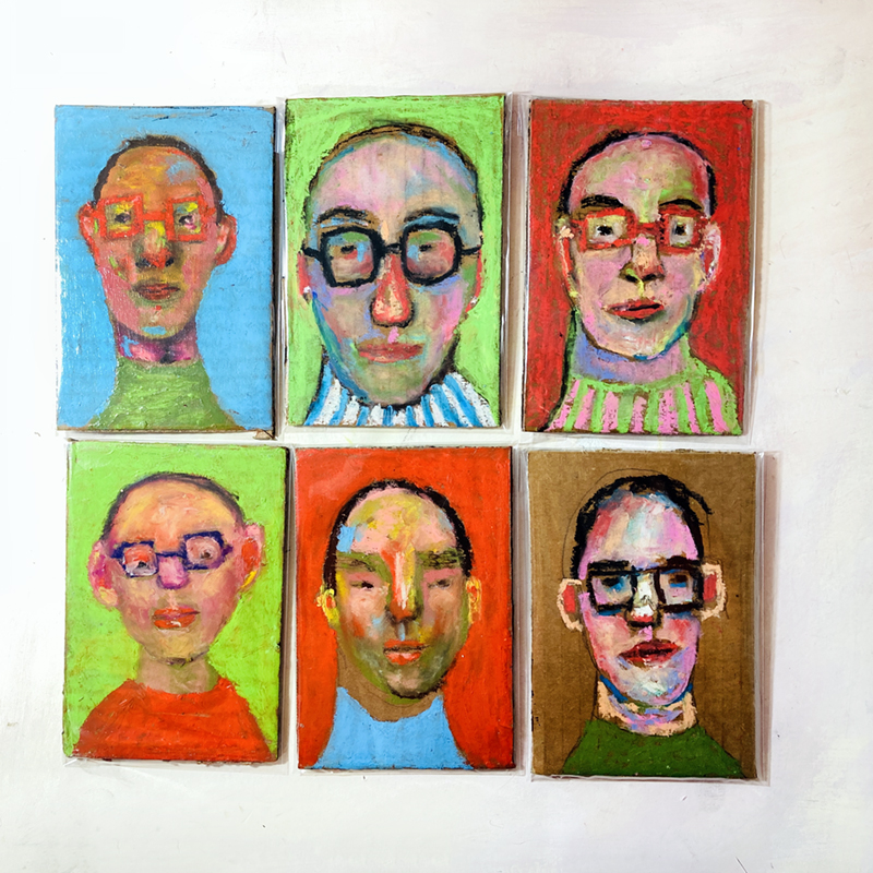 Packaging up some oil pastel portrait paintings